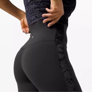Lululemon Align Super High Rise Cropped Black Crushed Velvet Leggings Size 2